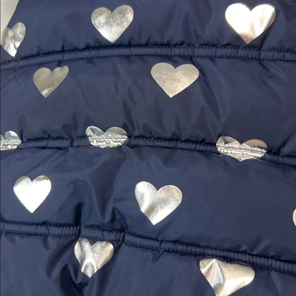 Baby GAP Navy Blue puffer vest with silver hearts size 18-24 months